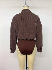 Striped Button-Up Bodysuit 100100357663685 34 Affordable Fashion Under $100 Jerry's Apparel 