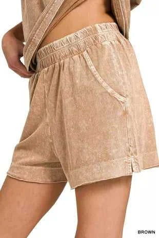 Zenana Halo Snow Washed Exposed Seam Top & Shorts Set 100100336301961 45 Affordable Fashion Under $100 Jerry's Apparel 