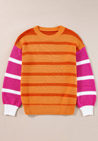 Striped Round Neck Long Sleeve Sweater