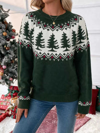 Christmas Tree Pattern Round Neck Sweater 101002229661667 54 Affordable Fashion Under $100 Jerry's Apparel 