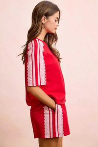 BiBi French Terry Side Lace Detail Short Sleeves Top 100100237661933 42 Affordable Fashion Under $100 Jerry's Apparel 