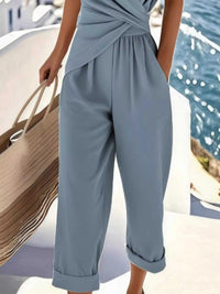 Full Size Twist-Front V-Neck Top and Pants Set Plus Size 100100106792287 49 Affordable Fashion Under $100 Jerry's Apparel 