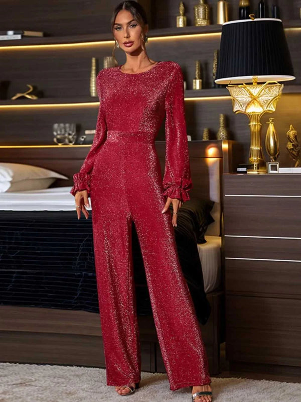 Perfee Cutout Round Neck Long Sleeve Jumpsuit 100100285711264 41 Affordable Fashion Under $100 Jerry's Apparel 