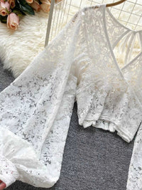 Lace Tie Back Long Sleeve Top 100100430044315 33 Affordable Fashion Under $100 Jerry's Apparel 