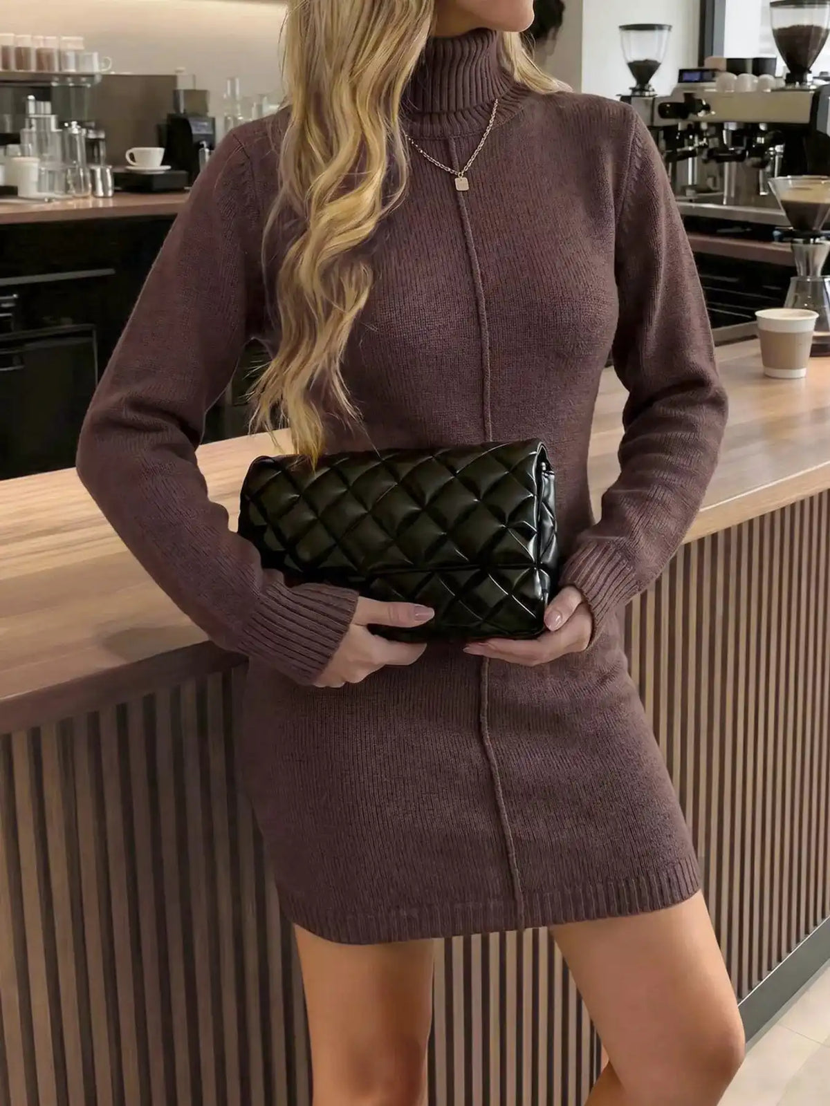 Turtleneck Ribbed Knit Sweater Dress 101002512803735 68 Affordable Fashion Under $100 Jerry's Apparel 