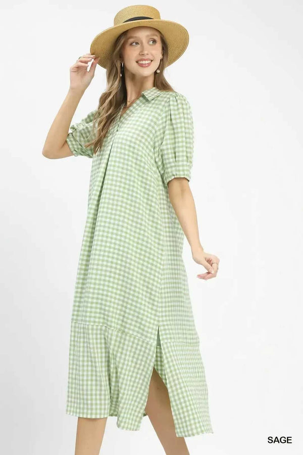 Umgee Gingham Midi Dress with Side Pockets 100100989521688 60 Affordable Fashion Under $100 Jerry's Apparel 