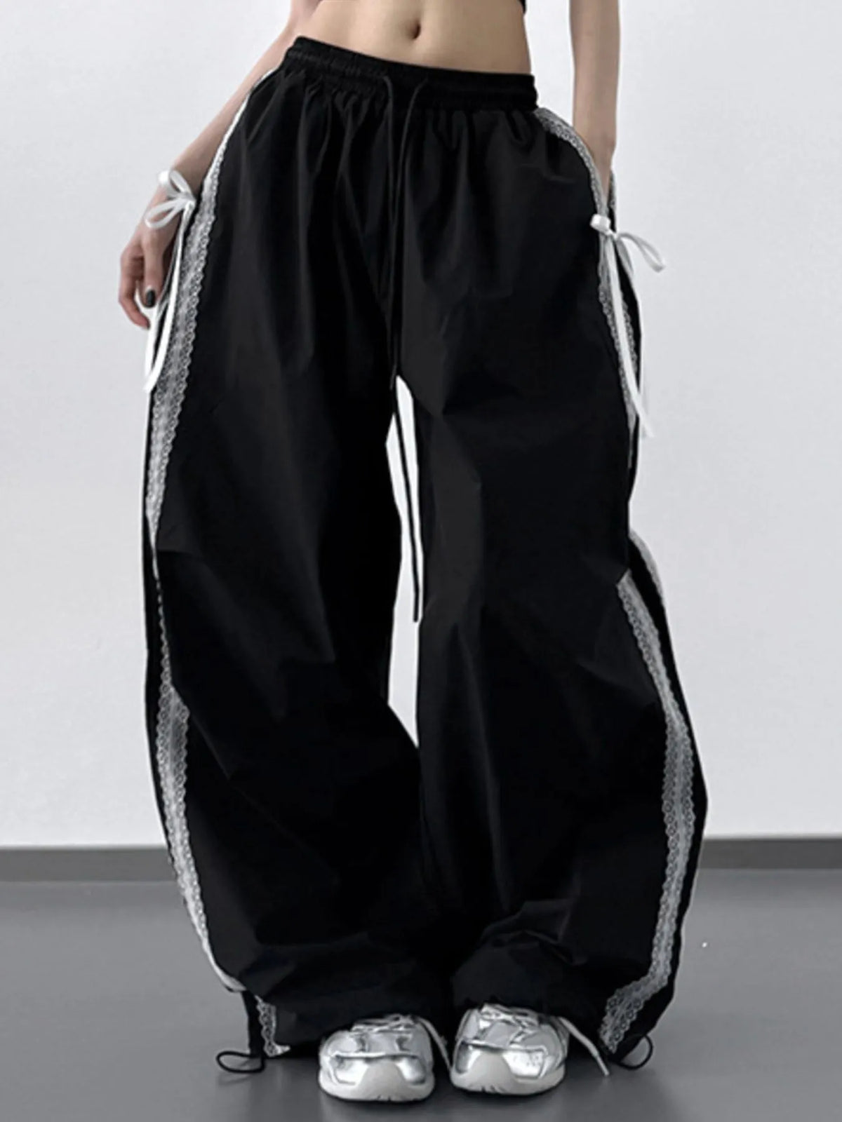 Lace Detail Wide Leg Pants