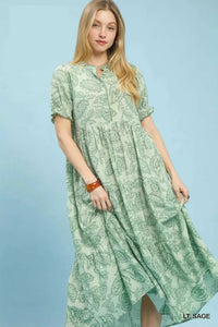Umgee Paisley Print Tiered Midi Dress 100100646651075 64 Affordable Fashion Under $100 Jerry's Apparel 