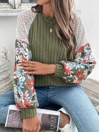Perfee Printed Round Neck Long Sleeve Knit Top 100100521641078 25 Affordable Fashion Under $100 Jerry's Apparel 