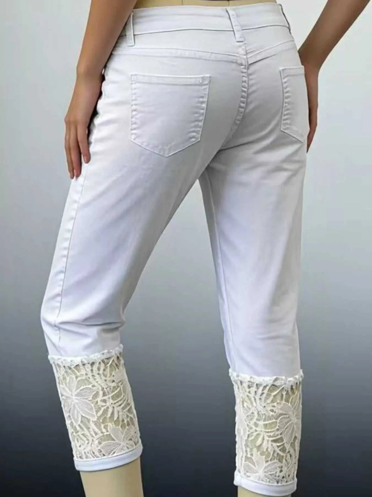 Full Size Lace Trimmed Capri Jeans Plus Size 100100537576403 32 Affordable Fashion Under $100 Jerry's Apparel 