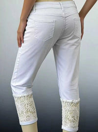 Full Size Lace Trimmed Capri Jeans Plus Size 100100537576403 32 Affordable Fashion Under $100 Jerry's Apparel 