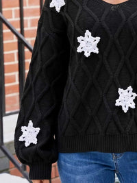 Snowflake Textured V-Neck Sweater 101002212171336 40 Affordable Fashion Under $100 Jerry's Apparel 