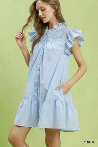 Umgee Stripe Smocked Yoke Ruffle Dress 100100716621221 62 Affordable Fashion Under $100 Jerry's Apparel 