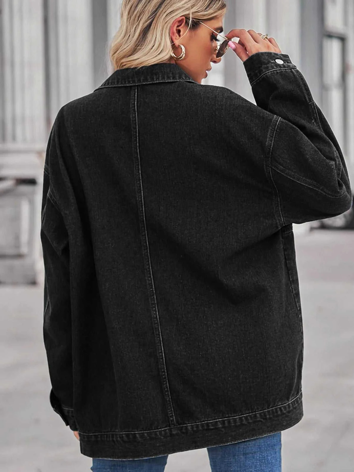 Button Up Long Sleeve Denim Jacket 100100658147198 64 Affordable Fashion Under $100 Jerry's Apparel 