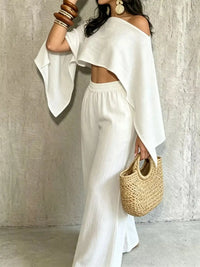 Boat Neck Crop Top and Wide-Leg Pants Set 101001634822589 57 Affordable Fashion Under $100 Jerry's Apparel 