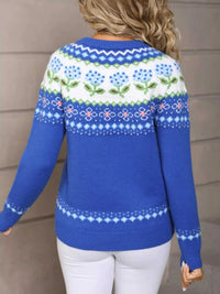 Floral Pattern Crew Neck Sweater 100100793762597 52 Affordable Fashion Under $100 Jerry's Apparel 