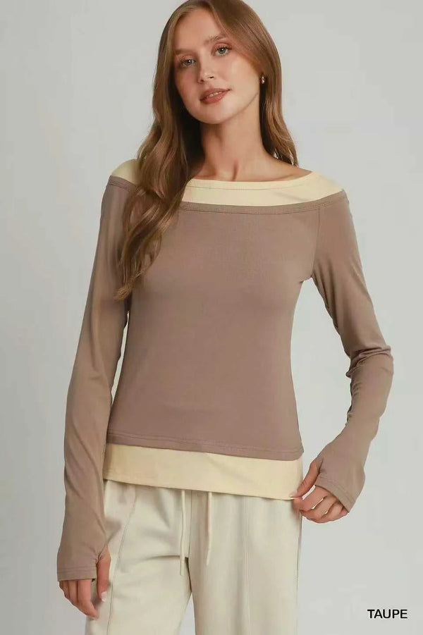 Umgee Layered Twofer Long Sleeve Top 100100592731663 42 Affordable Fashion Under $100 Jerry's Apparel 
