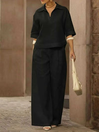 Full Size 3/4 Sleeve Top and Wide Leg Pants Set Plus Size 101001978569946 39 Affordable Fashion Under $100 Jerry's Apparel 