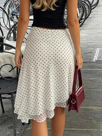 Polka Dot Ruched Waist Midi Skirt 100100301652762 38 Women's Skirts Affordable Fashion Under $100 Jerry's Apparel 