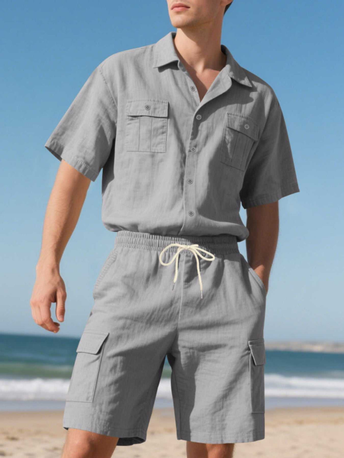 Men's Full Size Button Up Shirt and Shorts Set Plus Size 100400974487606 48 Affordable Fashion Under $100 Jerry's Apparel 
