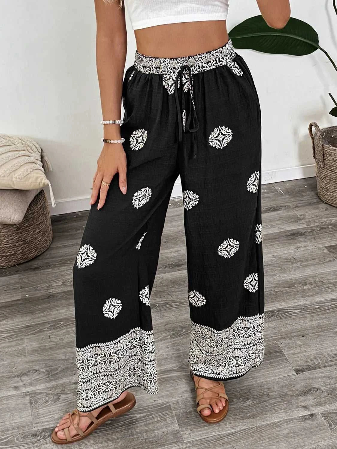 Boho Print Wide Leg Pants 100100062251680 35 Affordable Fashion Under $100 Jerry's Apparel 