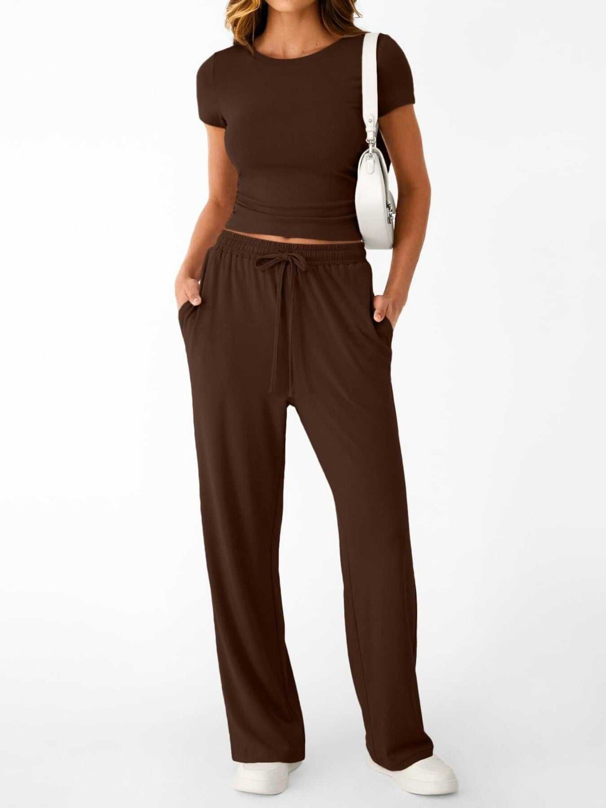Round Neck Short Sleeve Tee and Pants Set 100100270766561 43 Affordable Fashion Under $100 Jerry's Apparel 