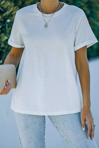 Round Neck Rolled Sleeve T-Shirt 100100679191849 23 Affordable Fashion Under $100 Jerry's Apparel 