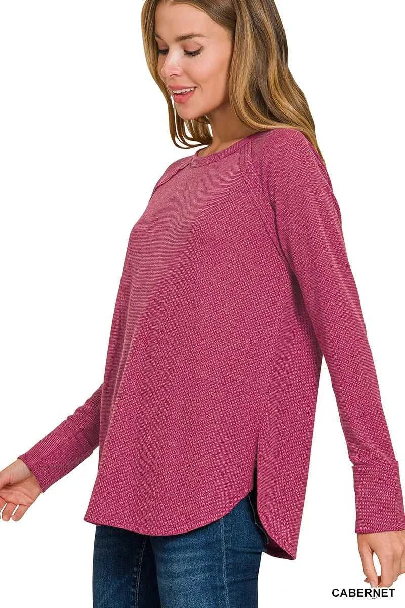 Zenana Baby Waffle Long Sleeve Top 100100404421874 21 Affordable Fashion Under $100 Jerry's Apparel 