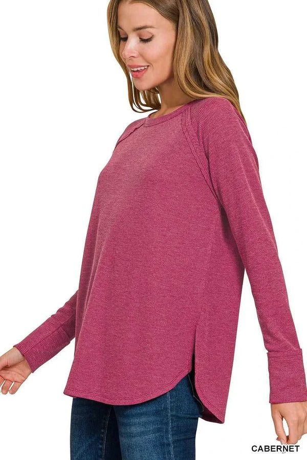 Zenana Baby Waffle Long Sleeve Top 100100404421874 21 Affordable Fashion Under $100 Jerry's Apparel 