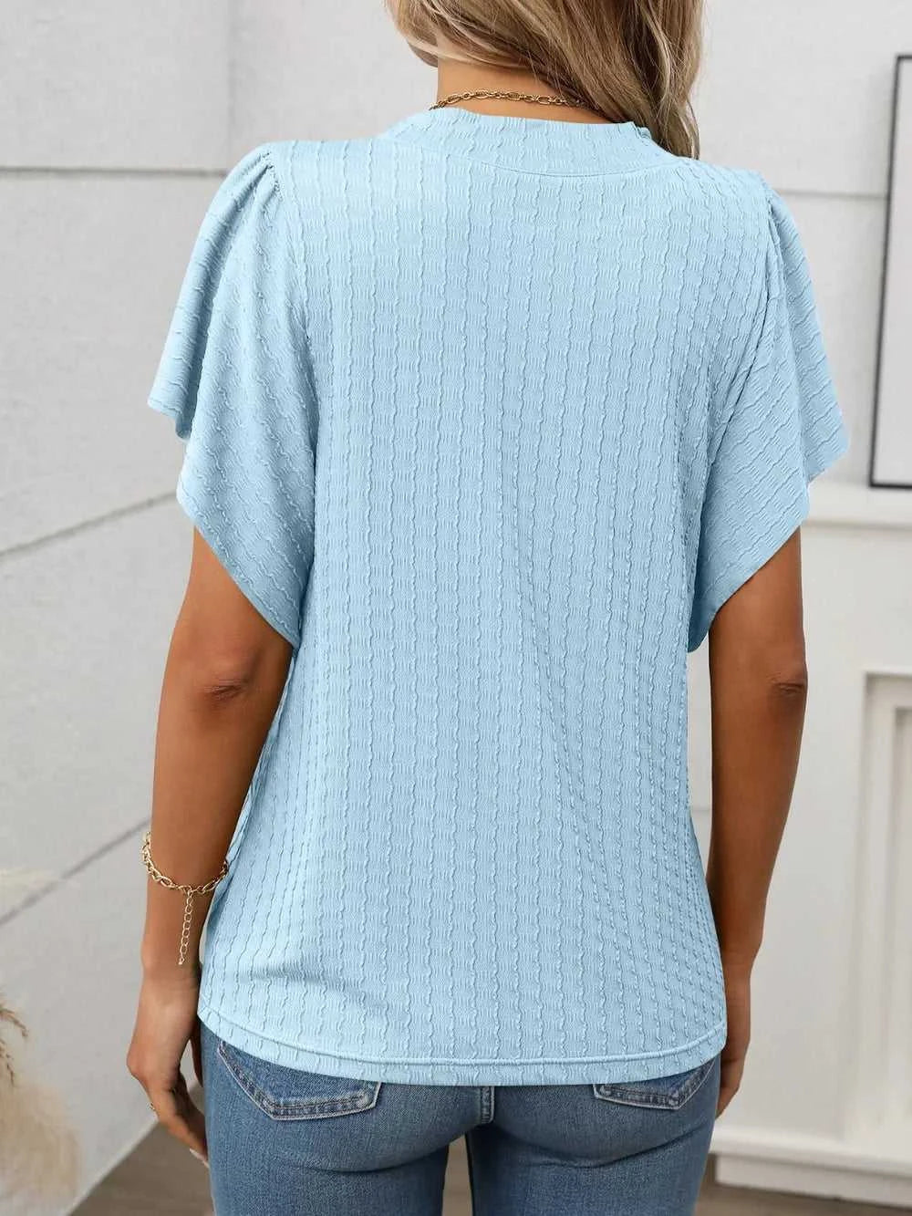 Round Neck Flutter Sleeve T-Shirt 100100468281947 23 Affordable Fashion Under $100 Jerry's Apparel 