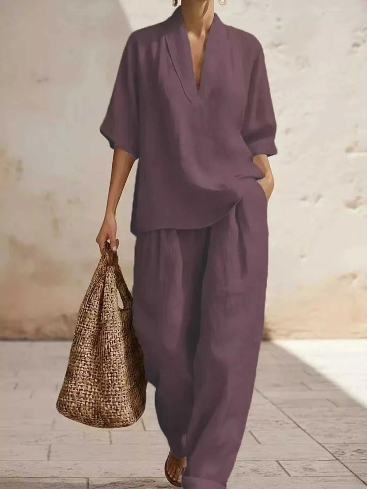 Full Size Half Sleeve Top and Wide Leg Pants Set Plus Size 100100468706321 46 Affordable Fashion Under $100 Jerry's Apparel 