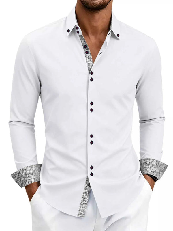 Men's Full Size Slim Fit Contrast Trim Shirt Plus Size 104001791906006 38 Affordable Fashion Under $100 Jerry's Apparel 