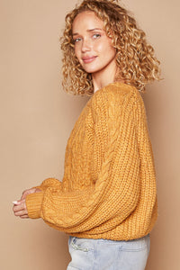 Cable Knit Cutout Long Sleeve Sweater