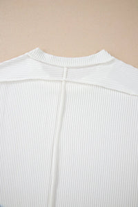 Casual Ribbed Short Sleeve Round Neck T-Shirt