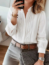 Lace Trim Long Sleeve Shirt 100100283279999 50 Affordable Fashion Under $100 Jerry's Apparel 