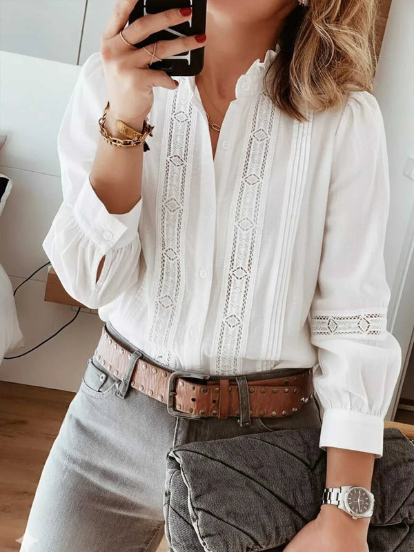 Lace Trim Long Sleeve Shirt 100100283279999 50 Affordable Fashion Under $100 Jerry's Apparel 