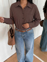 Striped Button-Up Bodysuit 100100357663685 34 Affordable Fashion Under $100 Jerry's Apparel 