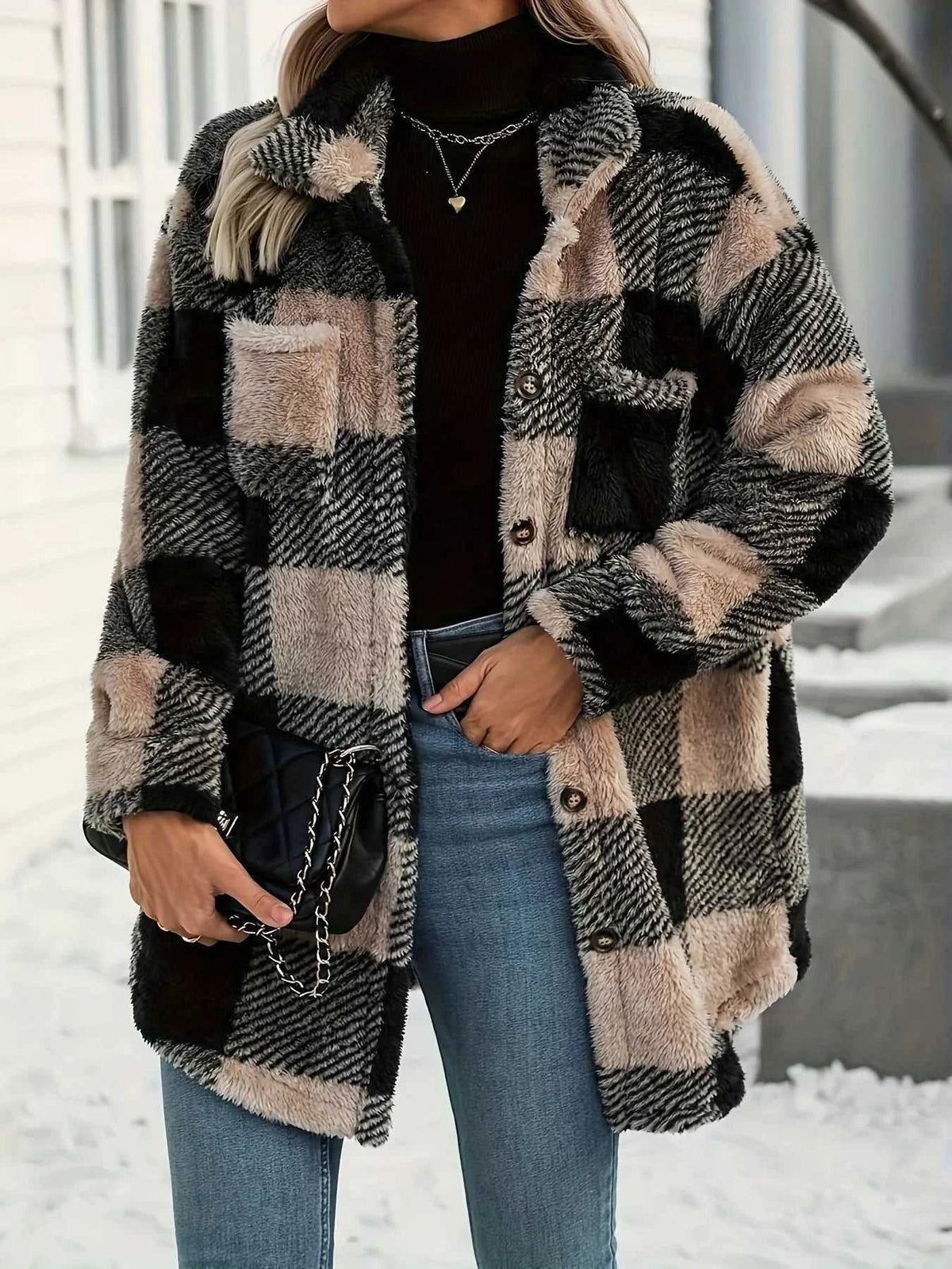 Plaid Fleece Button-Down Outerwear 100100621235705 47 Affordable Fashion Under $100 Jerry's Apparel 