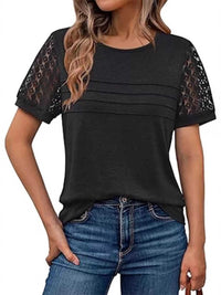 Lace Short Sleeve Round Neck T-Shirt 101001963259093 27 Affordable Fashion Under $100 Jerry's Apparel 