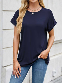 Casual Rolled Sleeve Solid Color T-Shirt 100100517201662 22 Affordable Fashion Under $100 Jerry's Apparel 