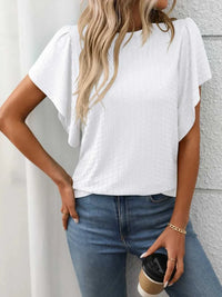Round Neck Flutter Sleeve T-Shirt 100100468281947 23 Affordable Fashion Under $100 Jerry's Apparel 