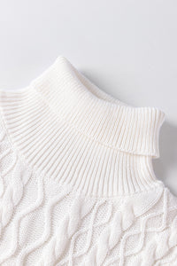 Cable-Knit Turtleneck Cap Sleeve Sweater