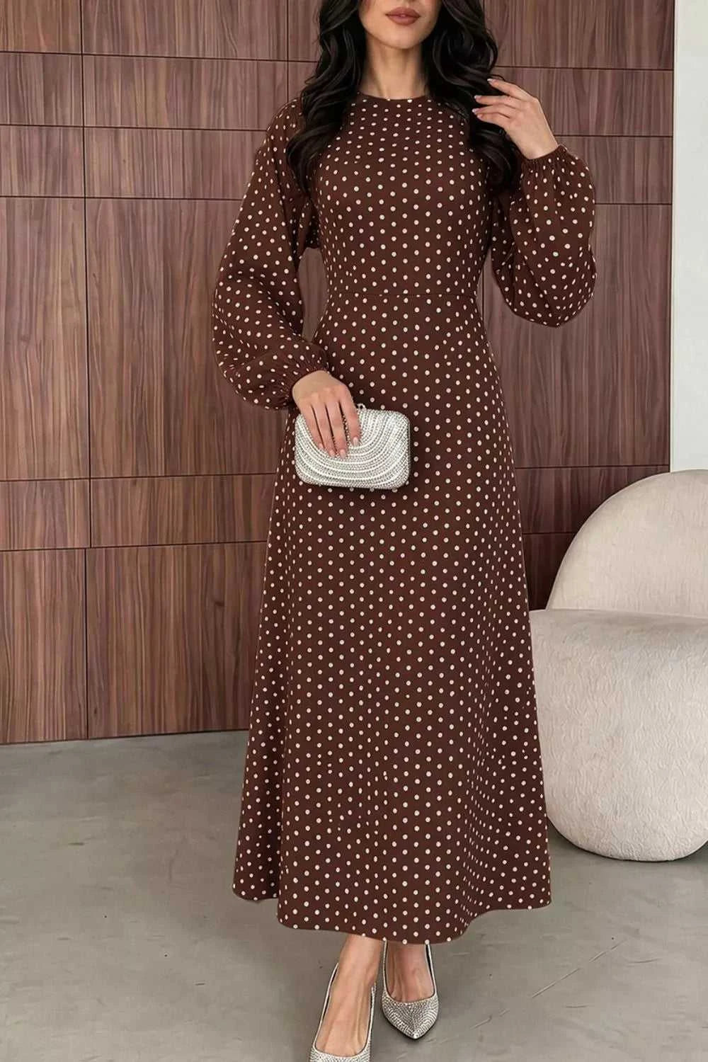 Polka Dot Long Sleeve Maxi Dress 101001469171625 35 Affordable Fashion Under $100 Jerry's Apparel 