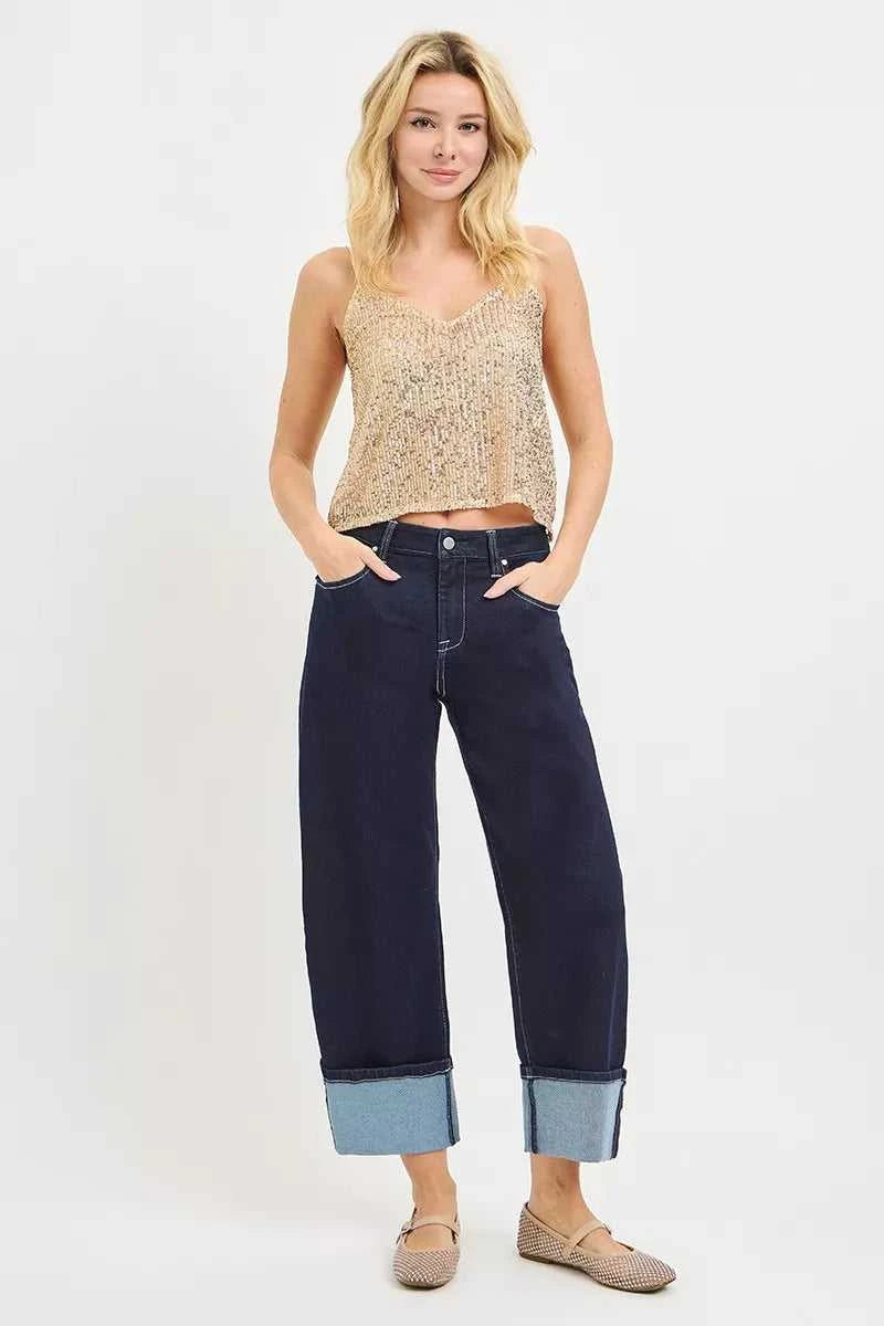 RISEN Slouchy Crop Barrel Cuffed Hem Jeans 100100776121968 62 Affordable Fashion Under $100 Jerry's Apparel 