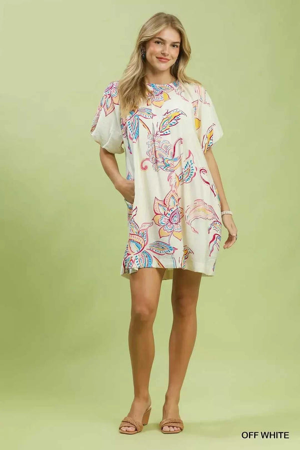 Umgee Boho Floral Print Mini Dress with Pockets 100100013541234 55 Affordable Fashion Under $100 Jerry's Apparel 