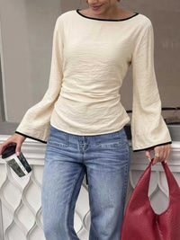 Contrast Trim Flare Sleeve Blouse 100100839982212 27 Affordable Fashion Under $100 Jerry's Apparel 