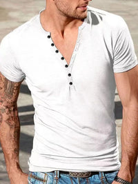 Men's Full Size Button Detail Short Sleeve Top Plus Size