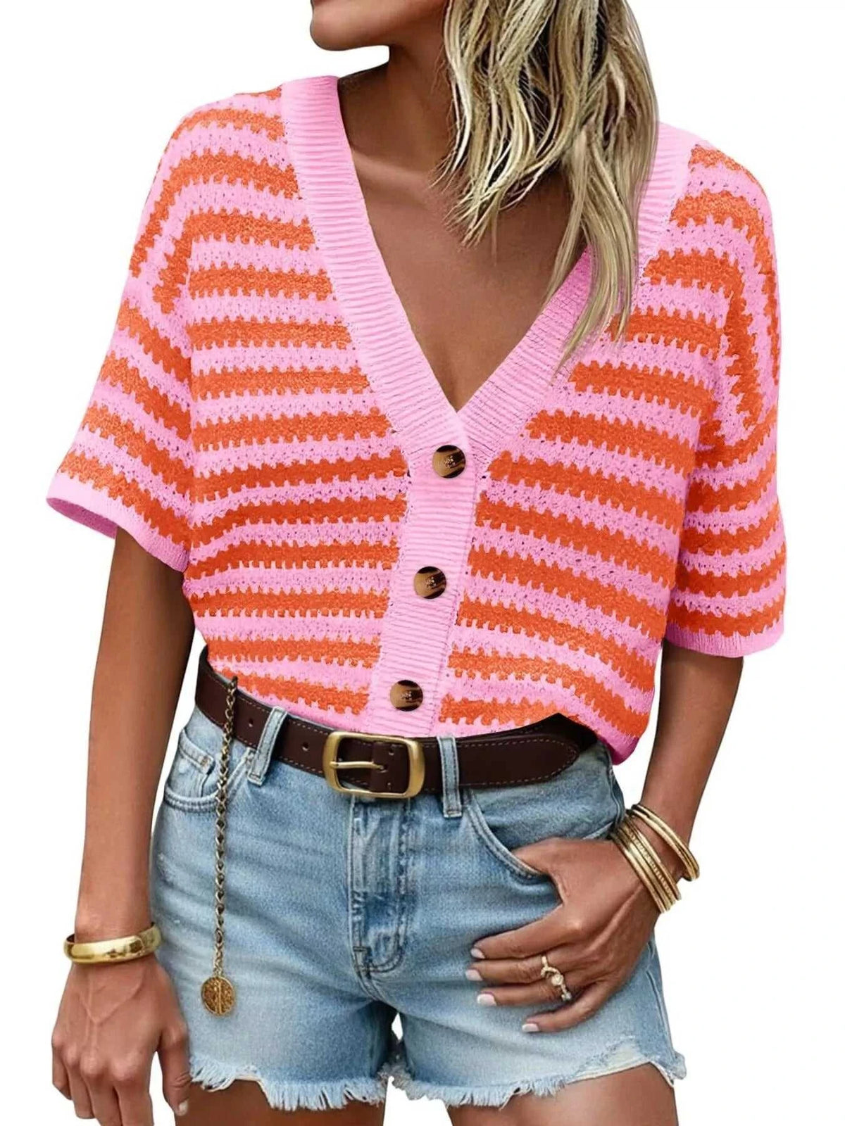 Striped Button Up Cardigan 100100464003213 48 Affordable Fashion Under $100 Jerry's Apparel 