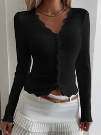 Lace Trim Long Sleeve Top 100100696599078 30 Affordable Fashion Under $100 Jerry's Apparel 
