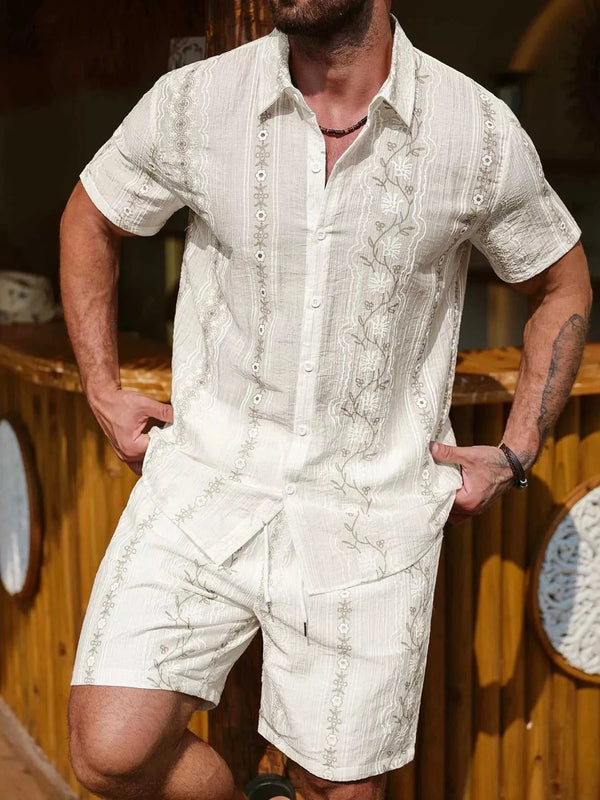 Men's Flower Short Sleeve Shirt and Shorts Set 104001992568256 44 Affordable Fashion Under $100 Jerry's Apparel 